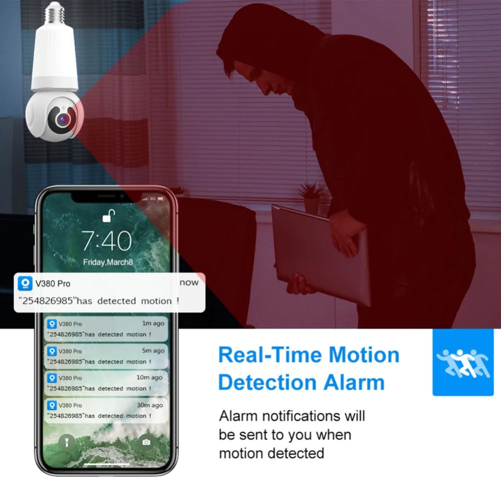 Camara Ip Tipo Bombillo 360º Robotica Wifi Vision Nocturna