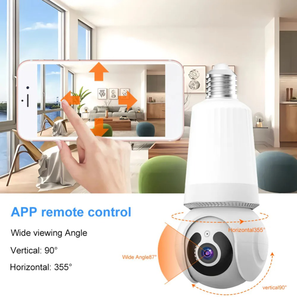 Camara Ip Tipo Bombillo 360º Robotica Wifi Vision Nocturna