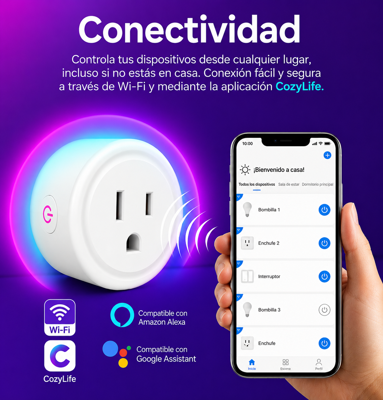 Enchufe Inteligente Rgb Toma Wifi Smart Echo Alexa Google Y Siri