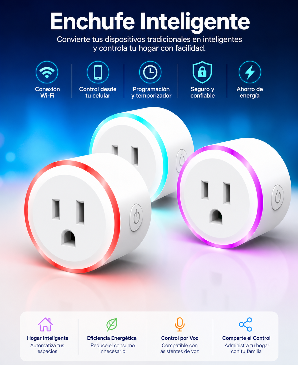 Enchufe Inteligente Rgb Toma Wifi Smart Echo Alexa Google Y Siri