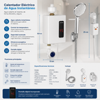 Ducha Calentador Eléctrica Instantánea Con Control De Temperatura Y Pantalla Led