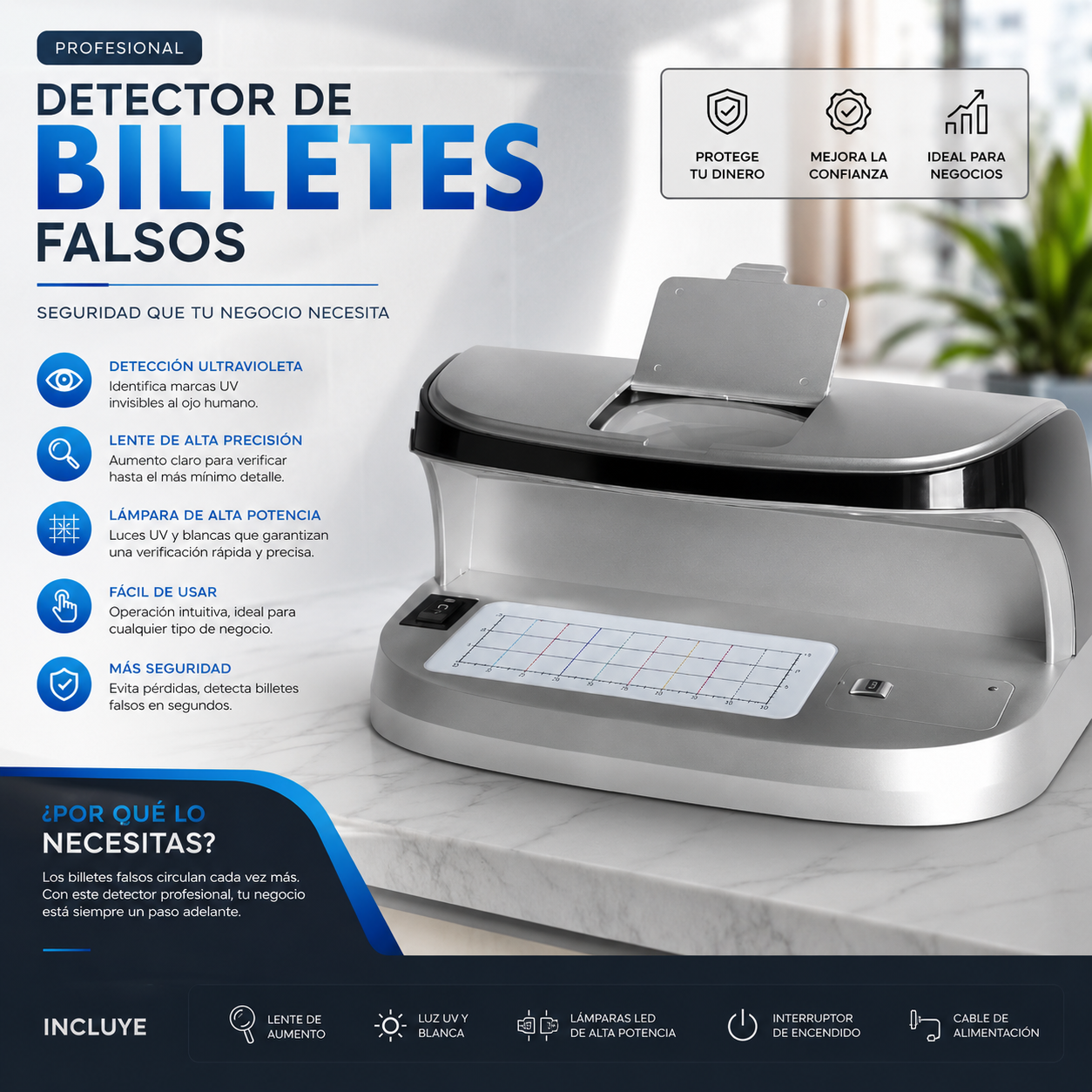 Máquina Detector De Billetes Falsos Uv Con Luz Ultravioleta Alta Precisión