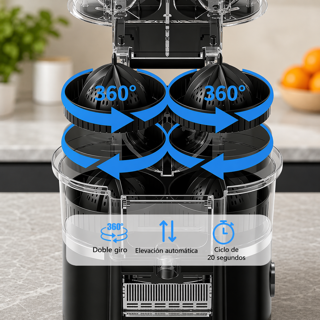 Extractor De Jugo De Naranja Eléctrico Doble Cabeza