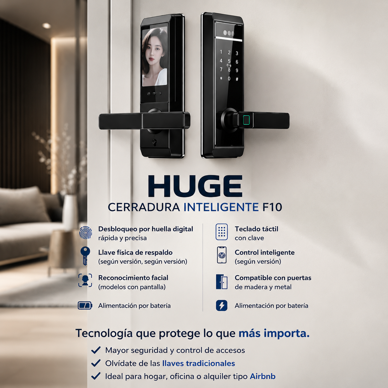 Cerradura Wifi Inteligente Facial Huella Chip Digital Llave