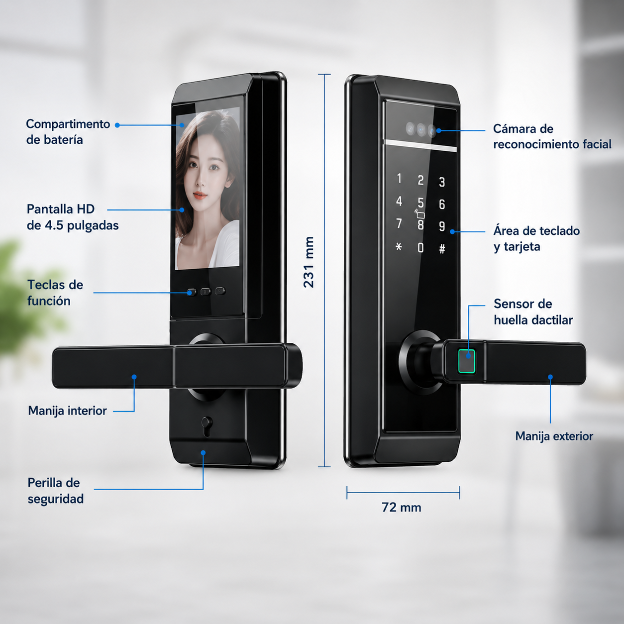 Cerradura Wifi Inteligente Facial Huella Chip Digital Llave