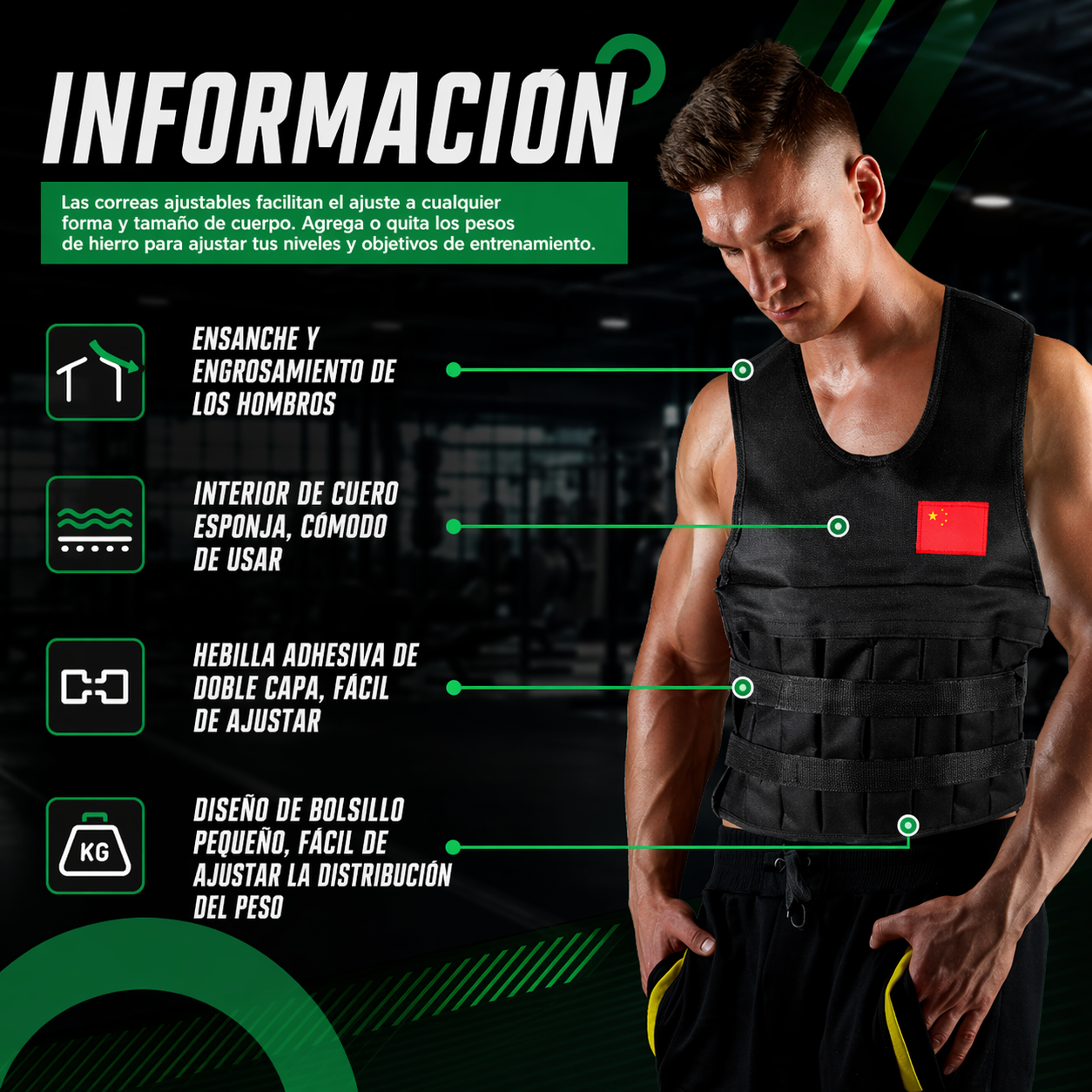 Chaleco Pesas Entrenamiento 20 Kg 40 Lbs Entrenamiento Gym Ajustable Alta Resistenci