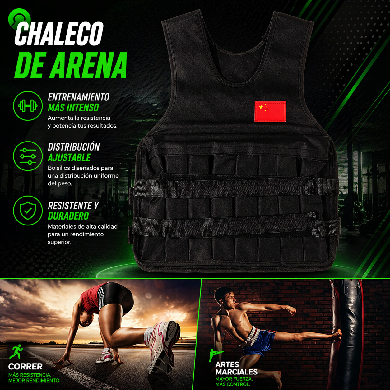 Chaleco Pesas Entrenamiento 20 Kg 40 Lbs Entrenamiento Gym Ajustable Alta Resistenci
