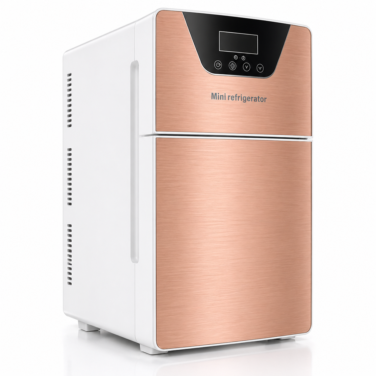 Mini Nevera Portátil Digital Doble Compartimiento De Lujo Enfriador Y Calentador Compacto ( Oro Rosa )