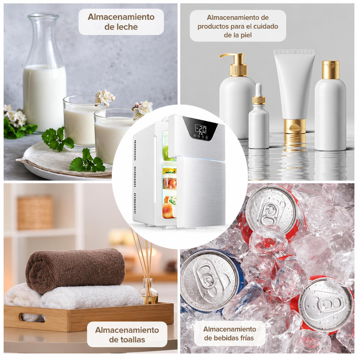 Mini Nevera Portátil Digital Doble Compartimiento De Lujo Enfriador Y Calentador Compacto ( Oro Rosa )