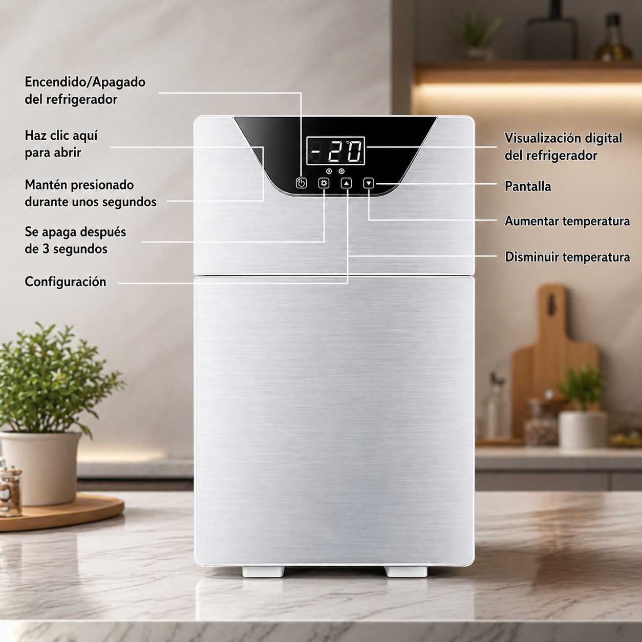 Mini Nevera Portátil Digital Doble Compartimiento De Lujo Enfriador Y Calentador Compacto ( Oro Rosa )