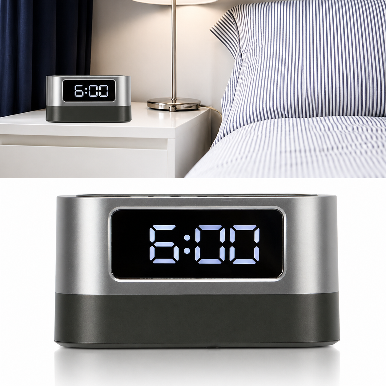 Reloj Mesa Pantalla Digital Porta Lapiceros Multifuncional Moderno Oficina