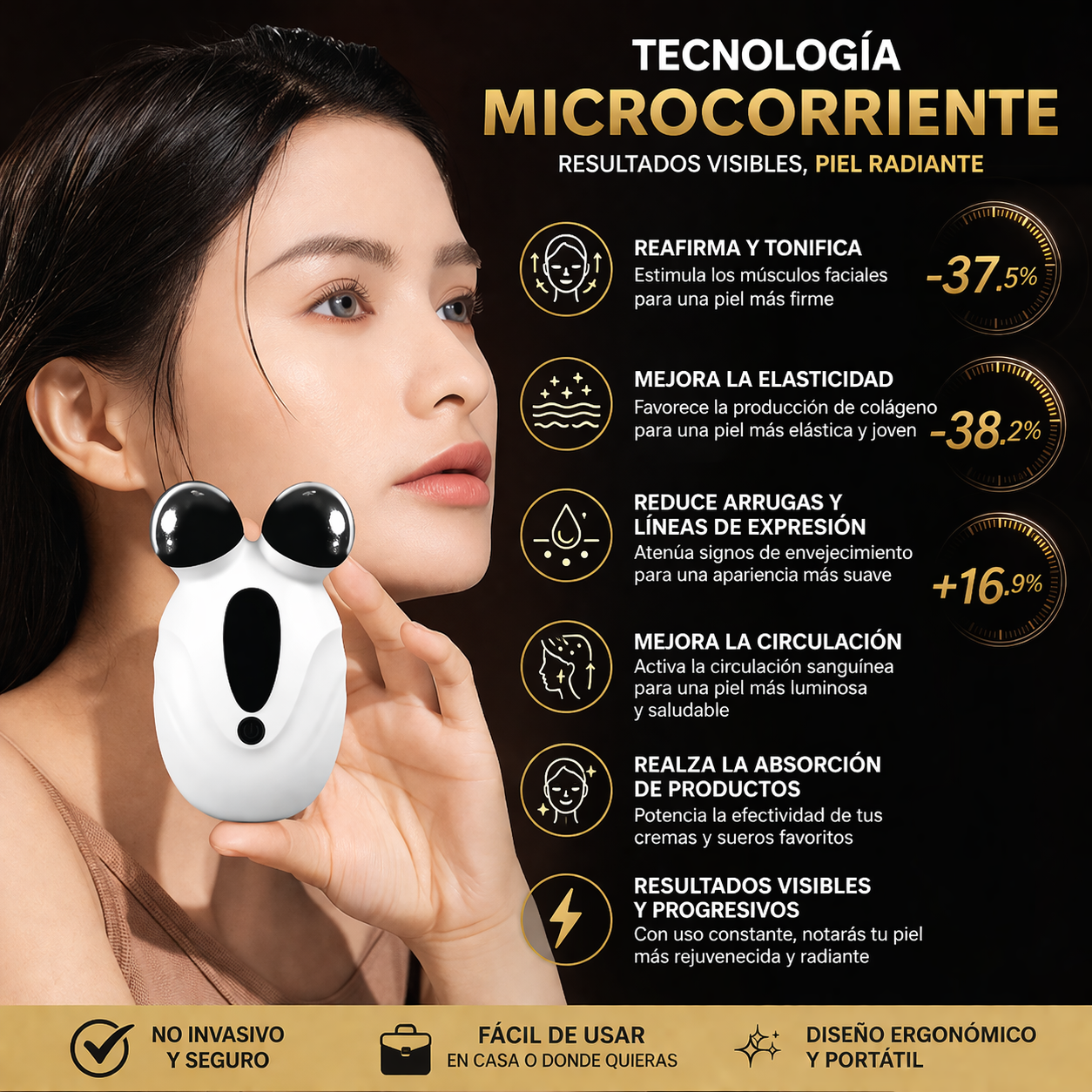Masajeador Facial Con Tecnología Ems Antiarrugas Y Colágeno