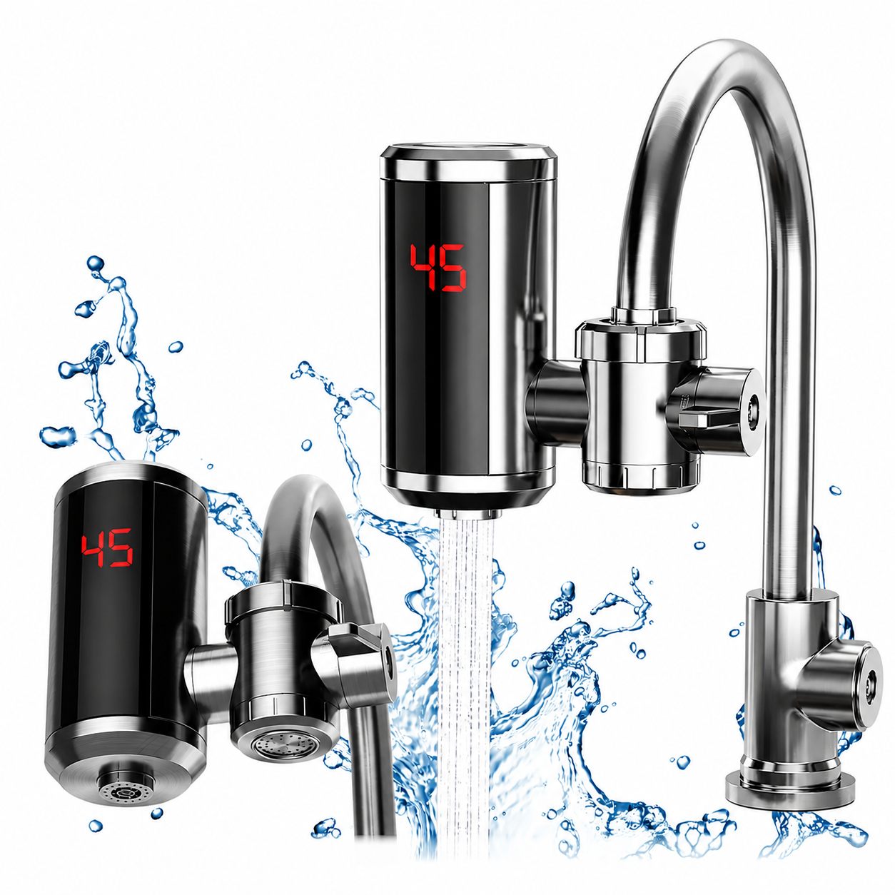 Grifo Calentador De Agua Eléctrico Instantáneo Para Cocina Con Display Led
