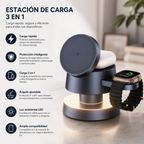 Estación De Carga Magnética Inalámbrica Premium 4 En 1 Con Lámpara Led Y Magsafe