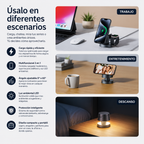Estación De Carga Magnética Inalámbrica Premium 4 En 1 Con Lámpara Led Y Magsafe
