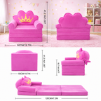 Sofá Cama Plegable para Niñas Corona Rosado