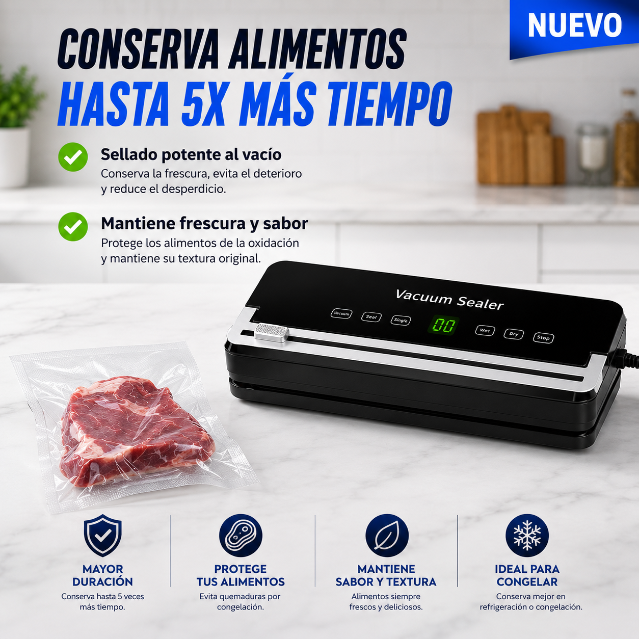 Máquina Empacadora Selladora Al Vacío Para Alimentos 120W