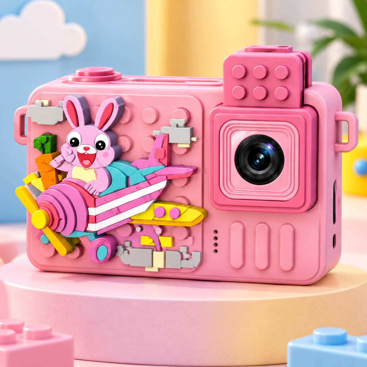 Cámara Infantil Armable Figuras Rompecabezas Selfie Video 1080p 48px