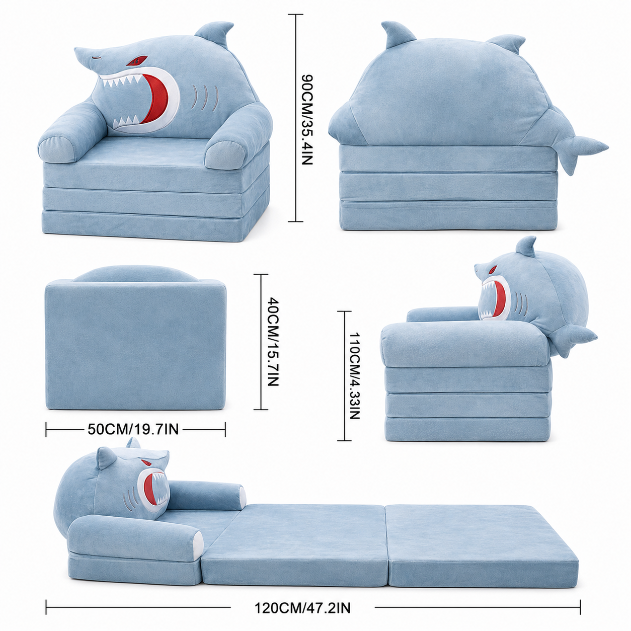 Sofá Cama Plegable para Niños Tiburón
