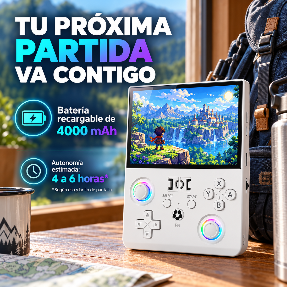 Consola Retro Portátil R36 Max 2 WiFi Pantalla IPS 4.5 Linux RGB 4000 MAh 30 Emuladores
