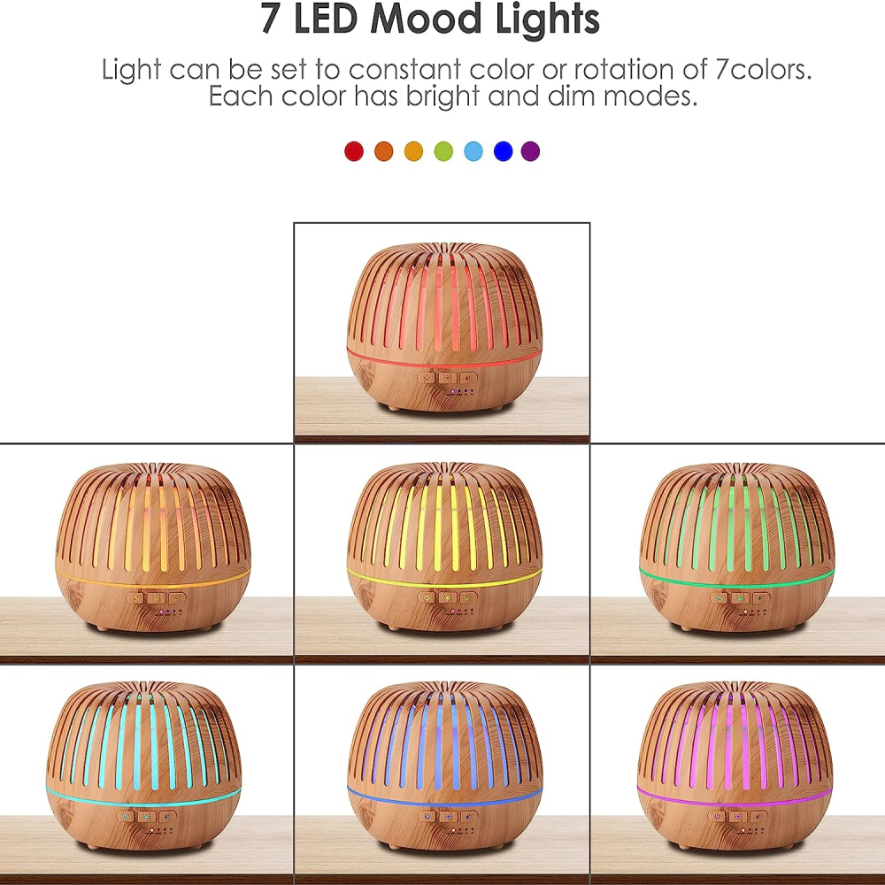 Difusor De Aromas 500ml Luces Led Control Remoto Purificador