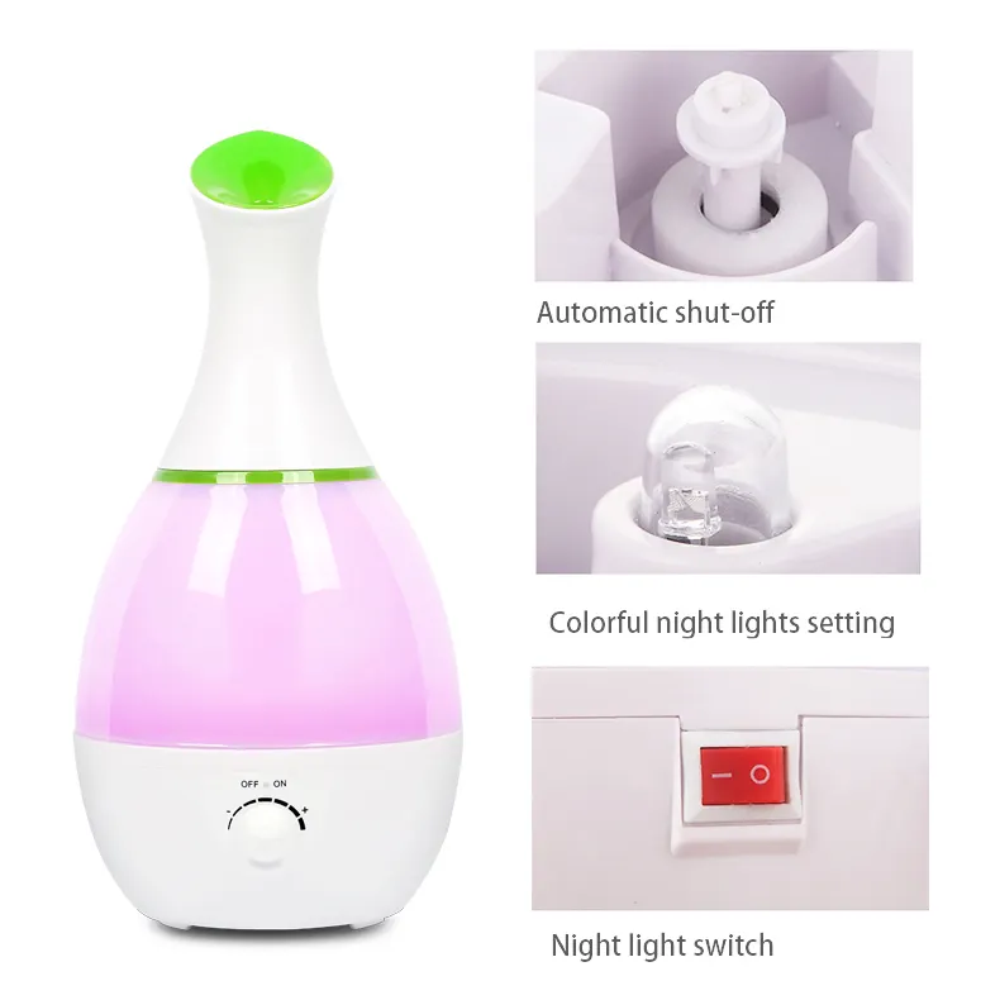 Humidificador Difusor De Aromas Tipo Jarron Led 3 Litros De Capacidad