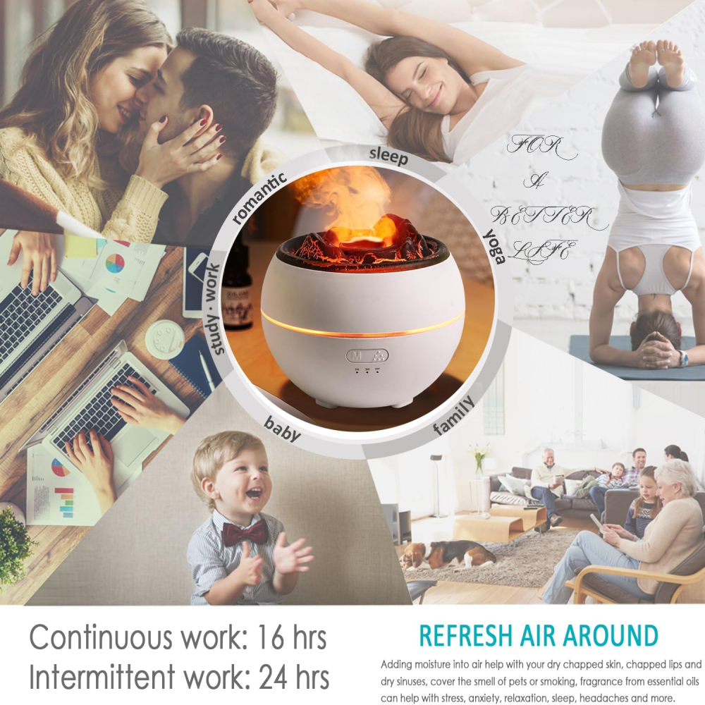 Difusor De Aromas Volcan Efecto Lava Fuego Con Esencias
