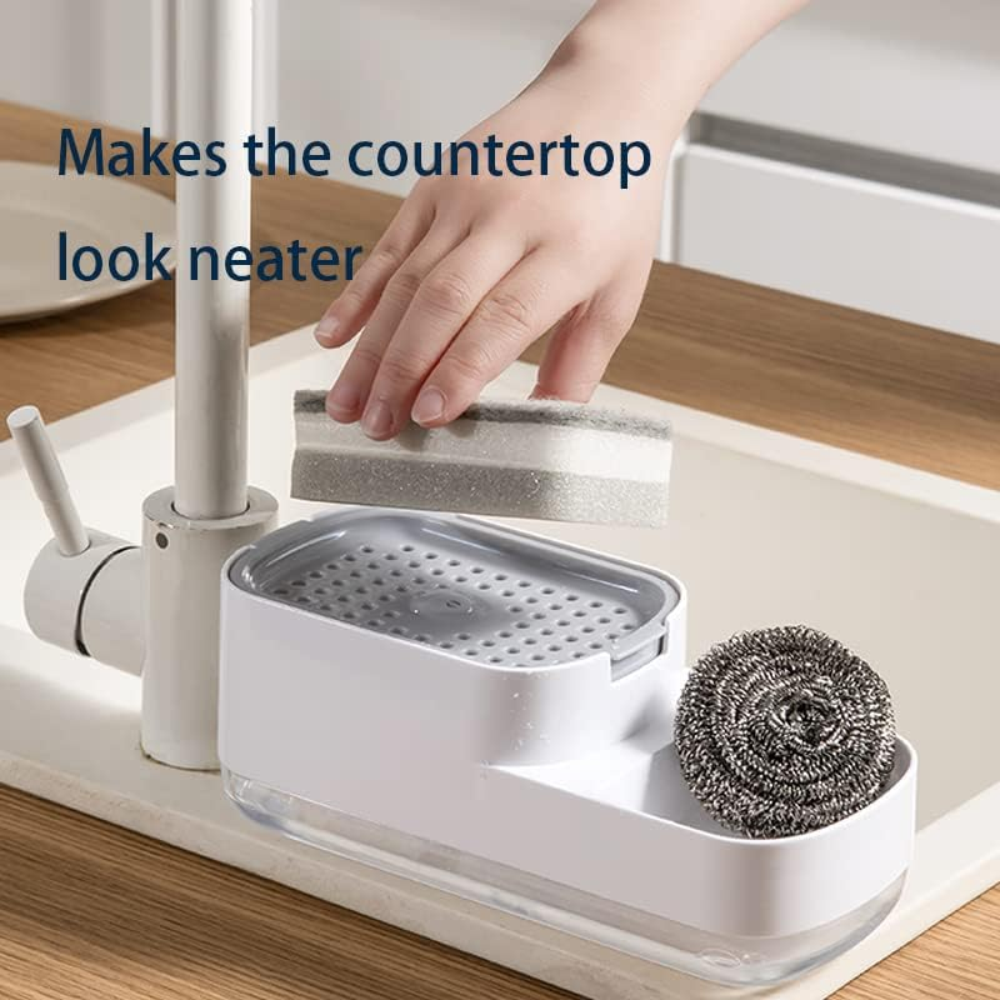 Dispensador De Jabon Liquido Lavaplatos Con Esponja 2 En 1