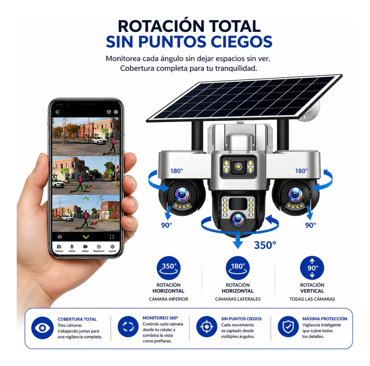 Cámara Solar Wifi 3 Lentes Robotica Seguimiento Automático
