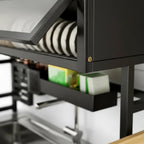 Escurridor Organizador De Platos 65cm Doble Tapa Negro