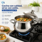 Olla Acero Quirurgico T304 Premium Perla 1.8 Litros Con Tapa