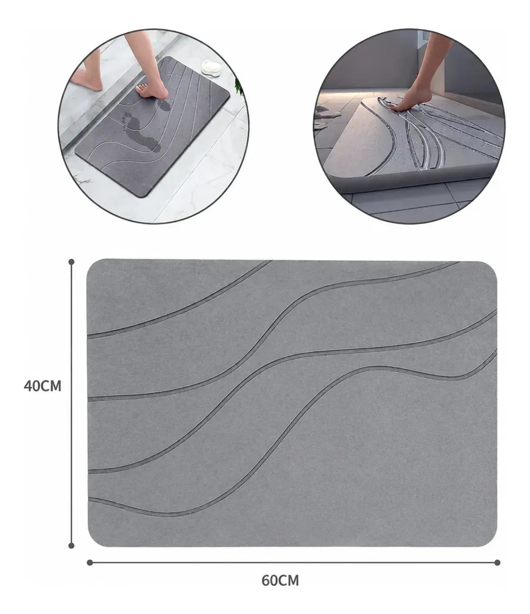 Tapete Baño Piedra Natural Absorbente Antideslizante 60x40cm