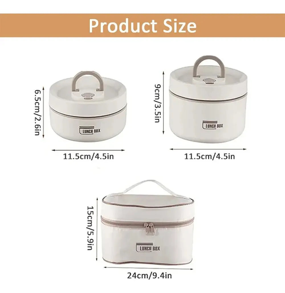 Lonchera Acero Inoxidable 4 Recipientes Estuche Premium