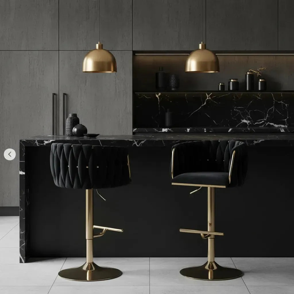 Sillas Bar Butaco Alta Giratoria Barra Cocina Premium Cromado negro