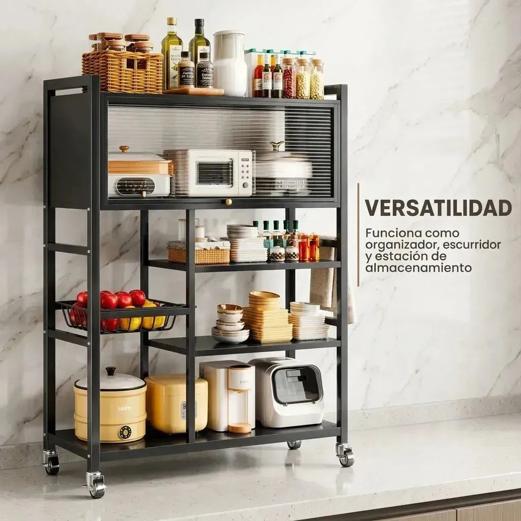 Carrito Organizador Estante Cocina Gabinete Platero 5 En 1