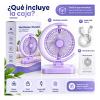 Ventilador Portátil Recargable Usb Lampara Led Velocidades 3