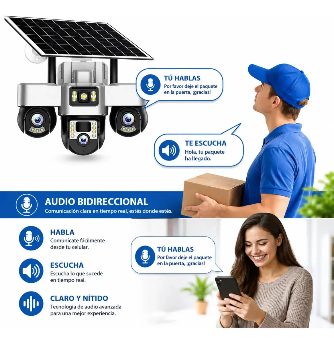 Cámara Solar Wifi 3 Lentes Robotica Seguimiento Automático