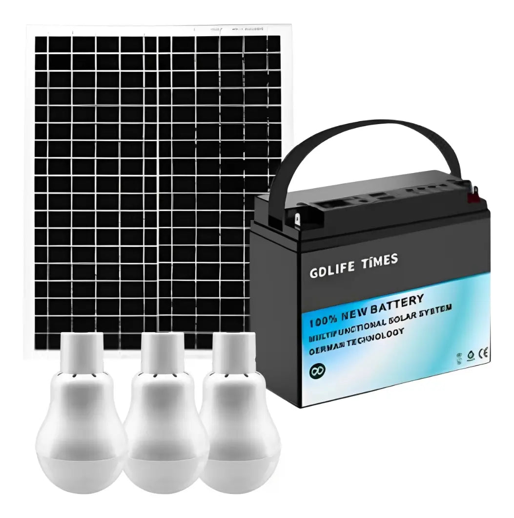 Bateria Recargable Portatil Con 3 Bombillos Panel Solar 12v GD-12230