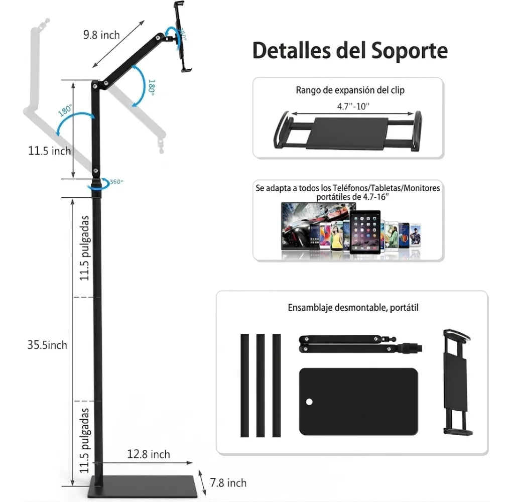 Soporte Trípode iPad Table Celular Ajustable 12 Pulgadas Portátil