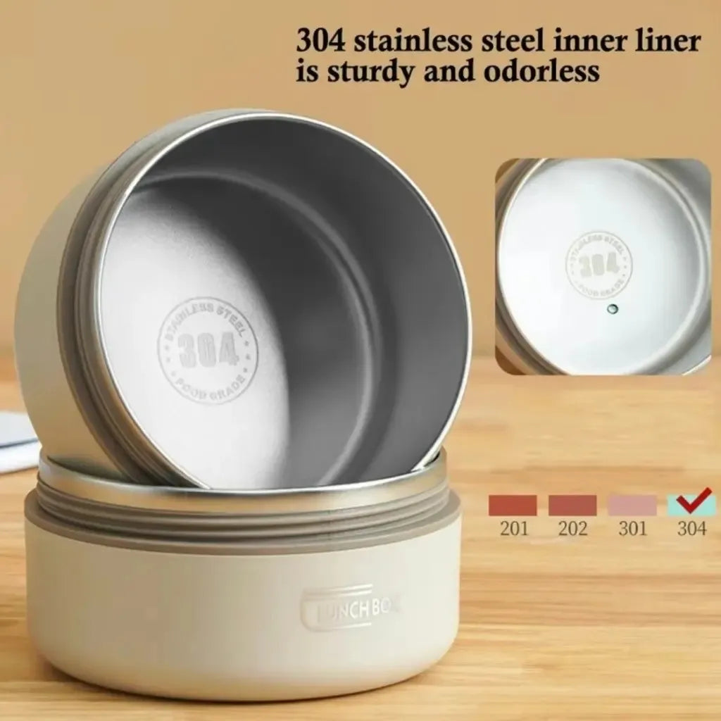 Lonchera Acero Inoxidable 4 Recipientes Estuche Premium