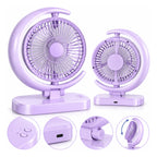 Ventilador Portátil Recargable Usb Lampara Led Velocidades 3