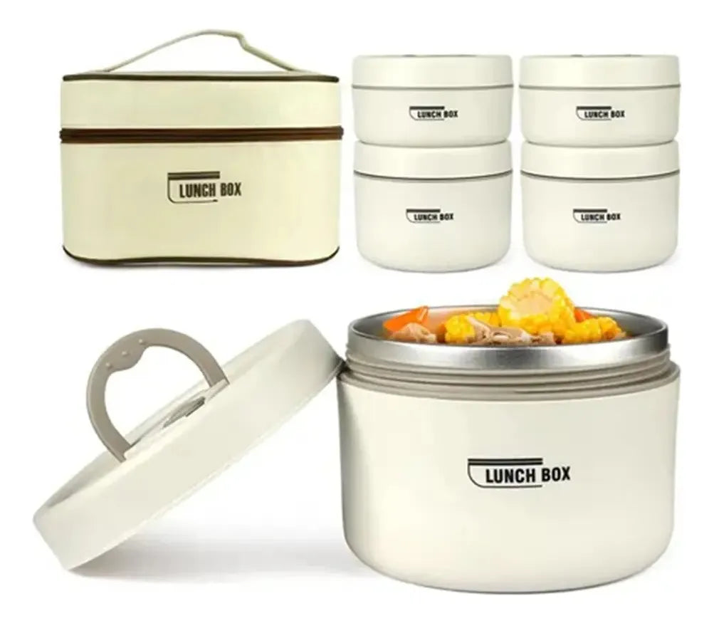 Lonchera Acero Inoxidable 4 Recipientes Estuche Premium