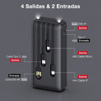 Power Bank 20000mAh 4 Cables Carga Rápida Pantalla Digital GAR 159