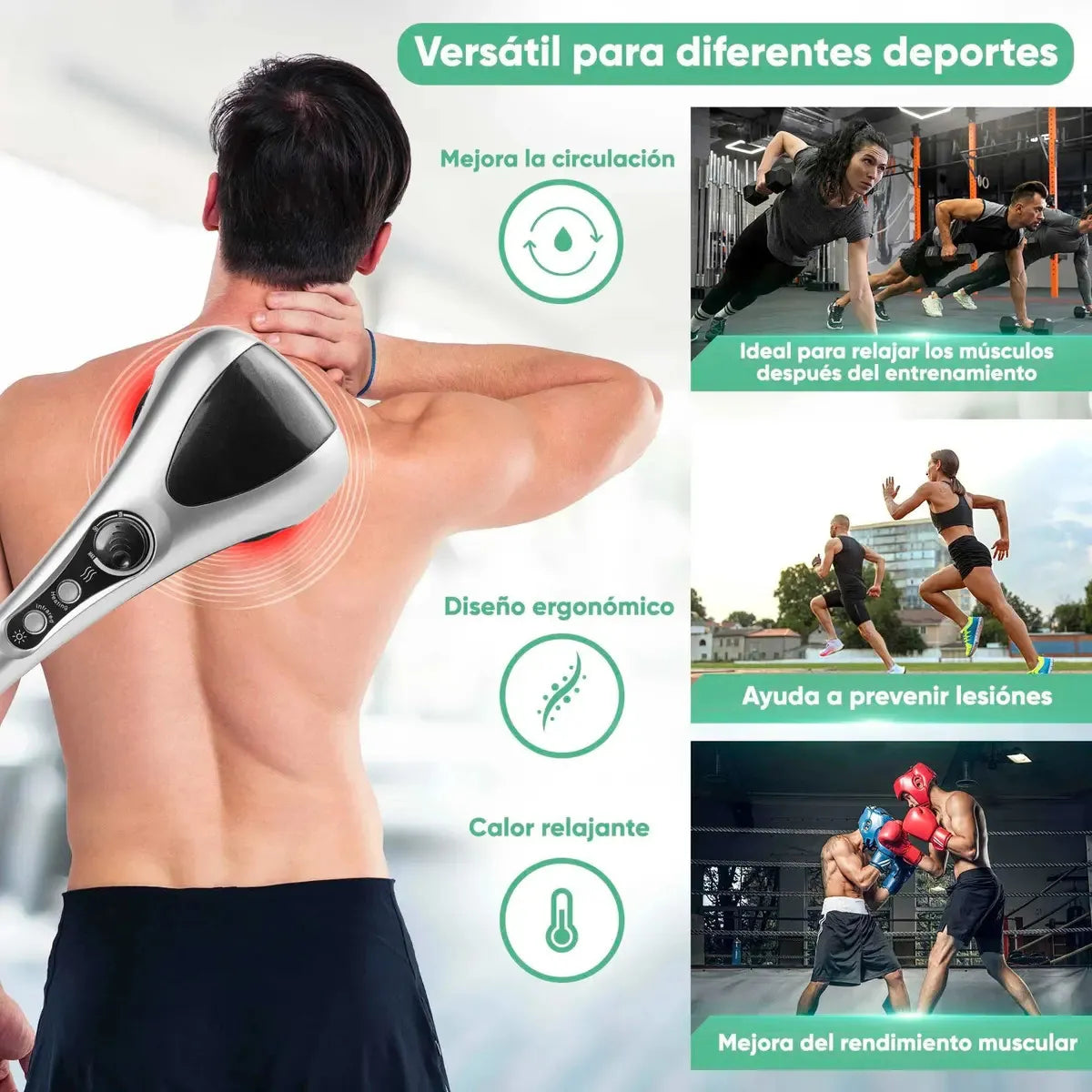 Masajeador Corporal Térmico De Doble Cabeza Con Infrarrojo