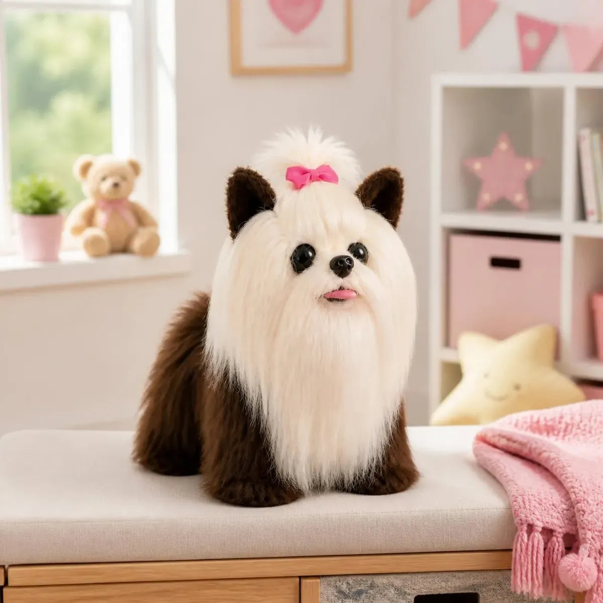 Perrito beige en habitación