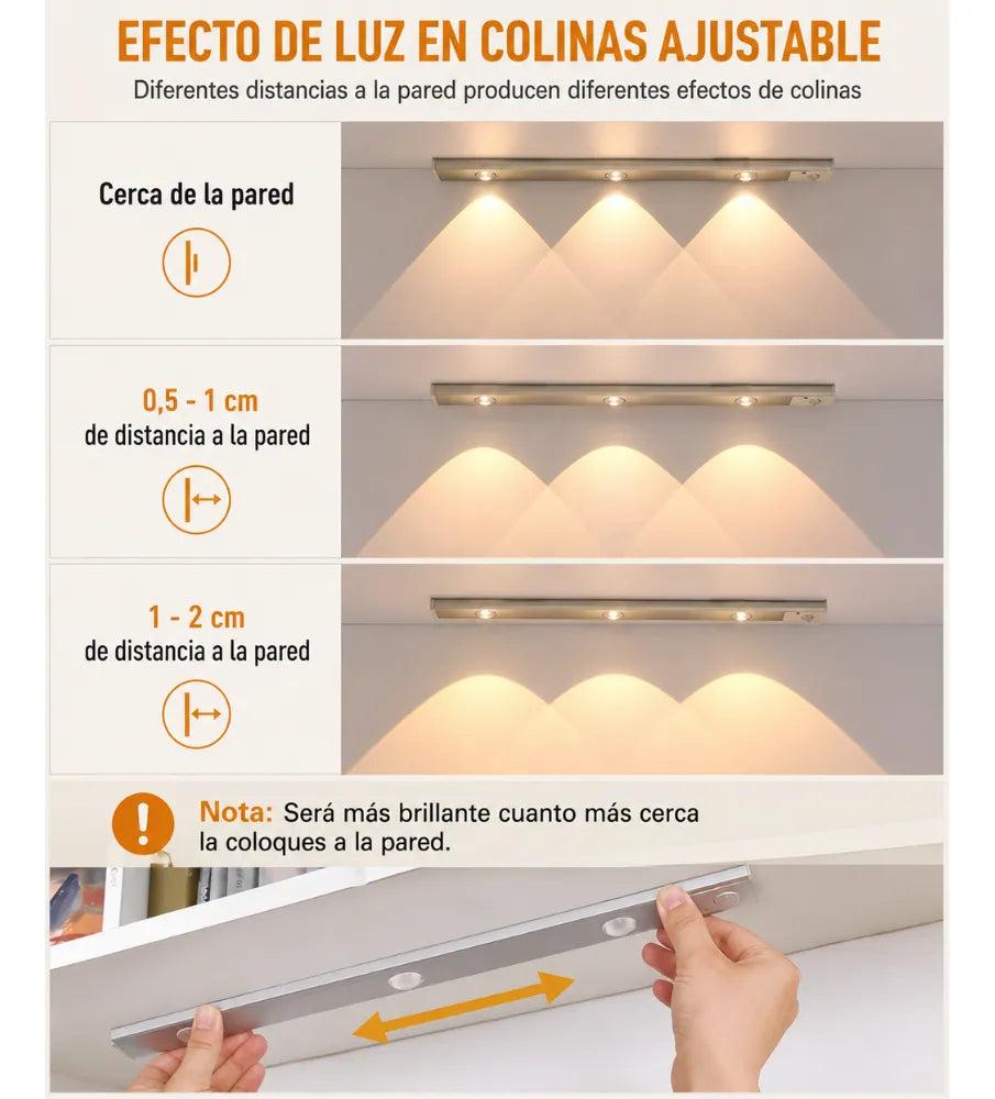 Aplique Lampara Led Sensor Barra Luz Recargable 40cm 3 Tonos