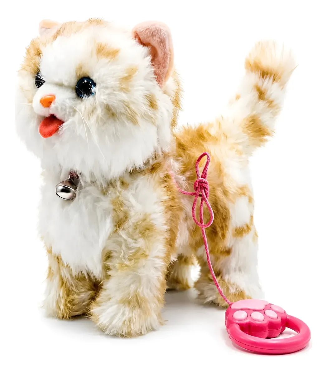 Gatito de peluche con mando rosado