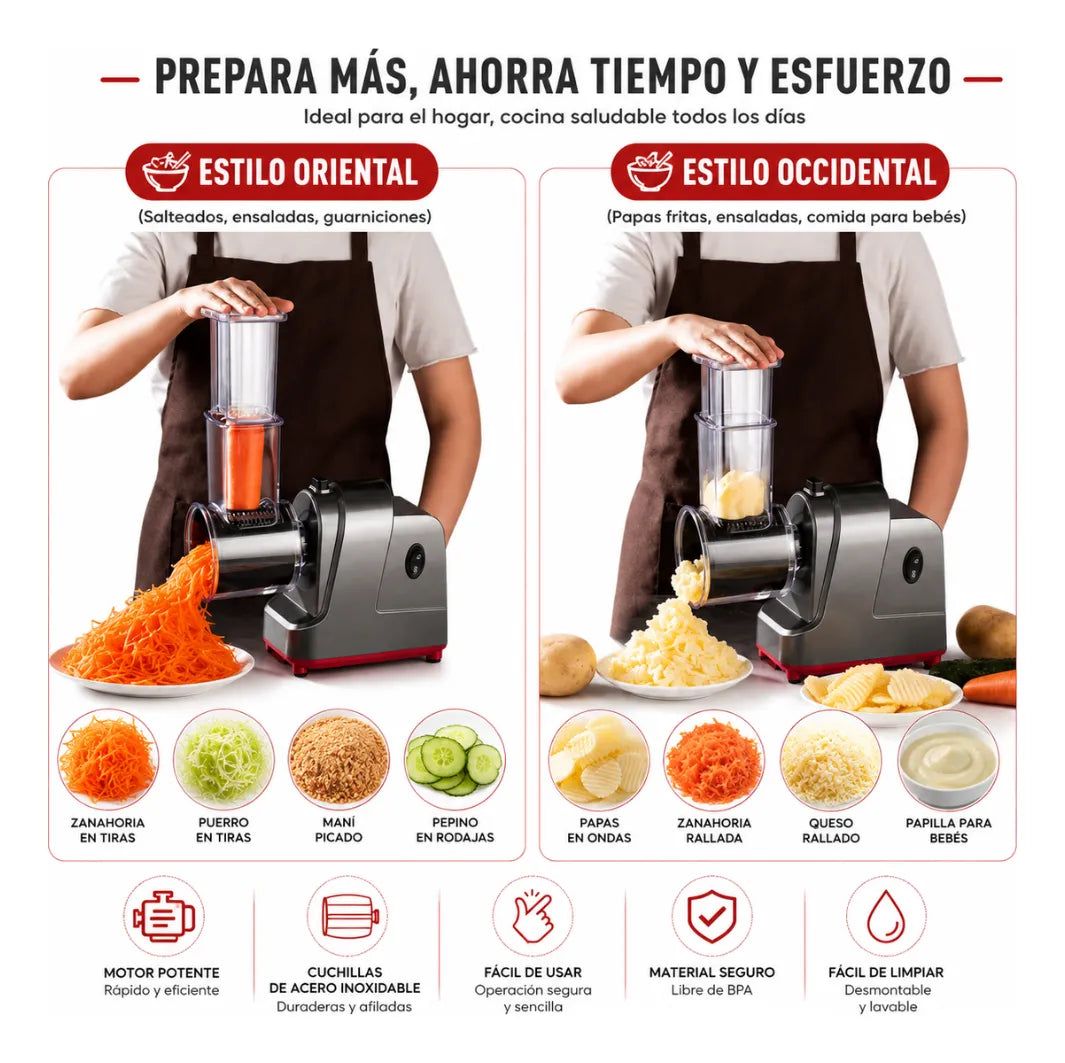 Molino Rallador Electrico Queso Verduras Vegetales 5 En 1