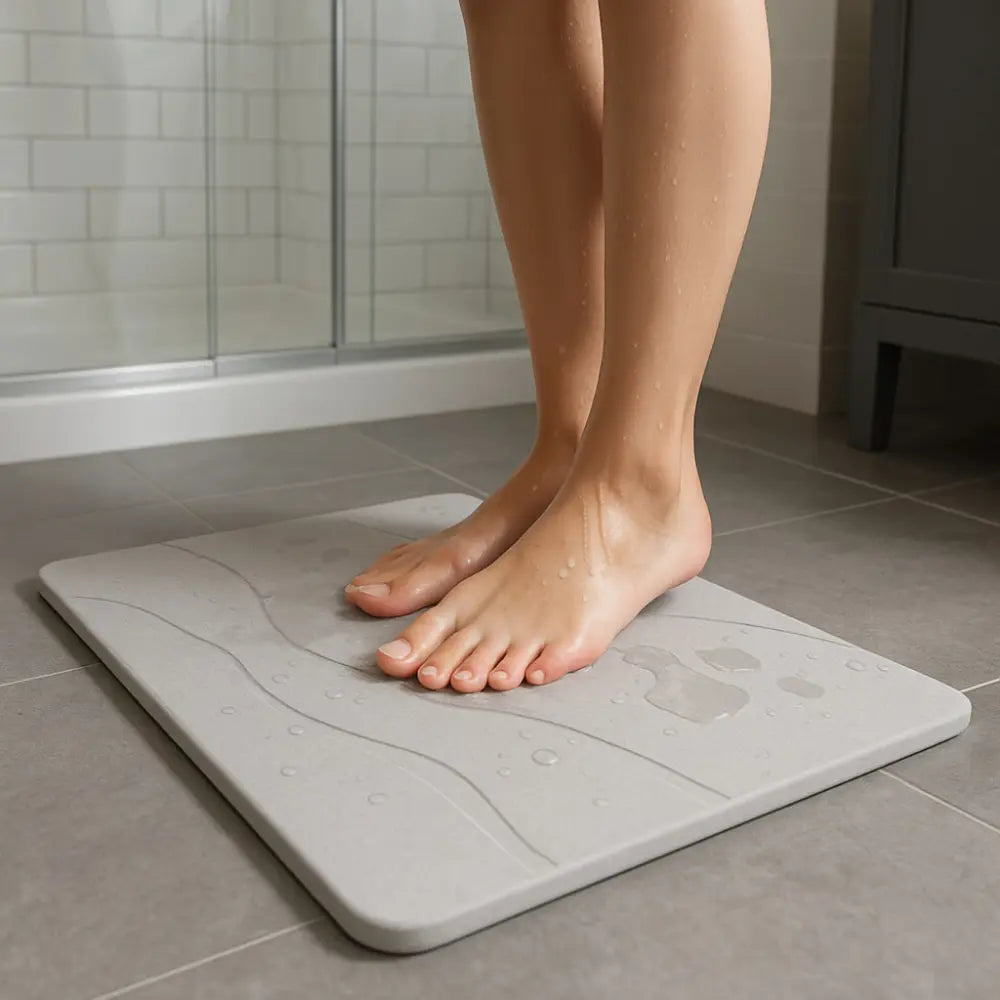 Tapete Baño Piedra Natural Absorbente Antideslizante 60x40cm