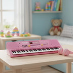 Piano Organeta Musical Para Niños 61 Teclas Bigfun Microfono rosado